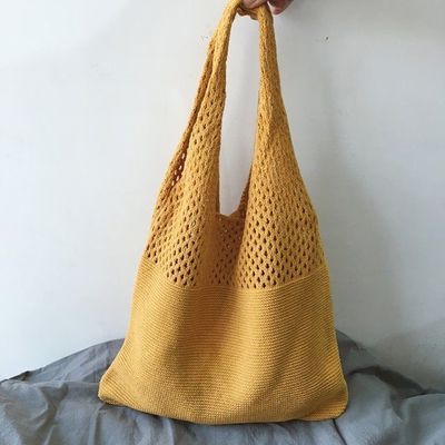 Bolso de hombro femenino de tejido de punto de color personalizado Chic Retro para viajes y salidas