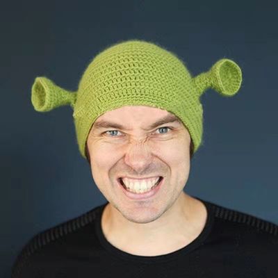 Sombrero unisex para adultos fiesta Balaclava Monstruo Shrek Lana de invierno de punto verde Funny Beanie Skullies Sombrero para hecha a mano