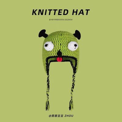 Sombrero unisex para adultos fiesta Balaclava Monstruo Shrek Lana de invierno de punto verde Funny Beanie Skullies Sombrero para hecha a mano