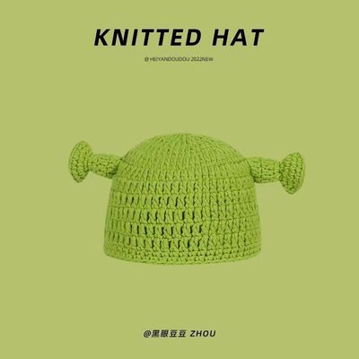 Sombrero unisex para adultos fiesta Balaclava Monstruo Shrek Lana de invierno de punto verde Funny Beanie Skullies Sombrero para hecha a mano