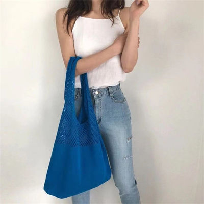 Bolso de hombro femenino de tejido de punto de color personalizado Chic Retro para viajes y salidas