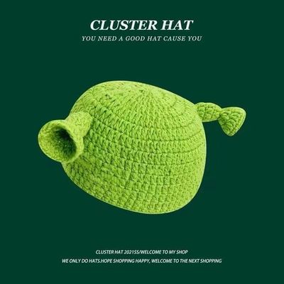 Sombrero unisex para adultos fiesta Balaclava Monstruo Shrek Lana de invierno de punto verde Funny Beanie Skullies Sombrero para hecha a mano