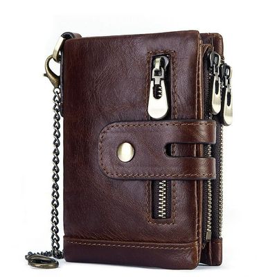 Monederos de cuero genuino de piel de vaca con bloqueo RFID y personalización de lujo para hombres