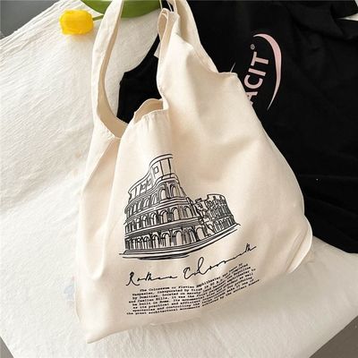 Estilo manipulado Custom Logotipo impreso completo Bolso grande de lona para compras y playa