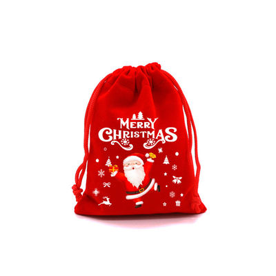 Bolso de Navidad gigante de color veloz rojo de cordón de dibujo Bolso de Navidad Santa con logotipo personalizado