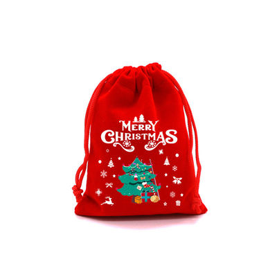 Bolso de Navidad gigante de color veloz rojo de cordón de dibujo Bolso de Navidad Santa con logotipo personalizado