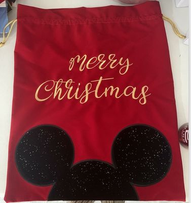 Bolso de Navidad gigante de color veloz rojo de cordón de dibujo Bolso de Navidad Santa con logotipo personalizado