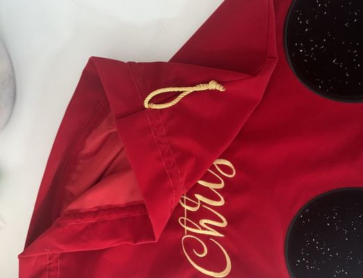 Bolso de Navidad gigante de color veloz rojo de cordón de dibujo Bolso de Navidad Santa con logotipo personalizado