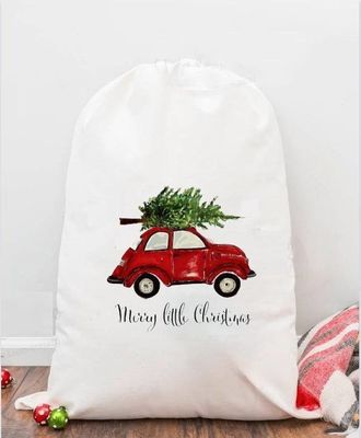 Bolsa de cordón de Navidad de color sublimado personalizado para envolver regalos personalizados