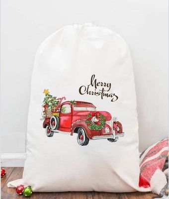 Bolsa de cordón de Navidad de color sublimado personalizado para envolver regalos personalizados