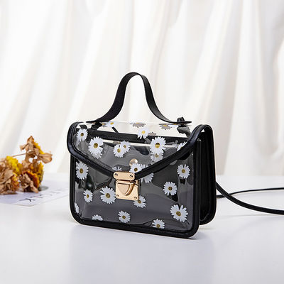 Bolso de mano para mujeres de Tote compuesto con patrón de avestruz y material de PVC transparente