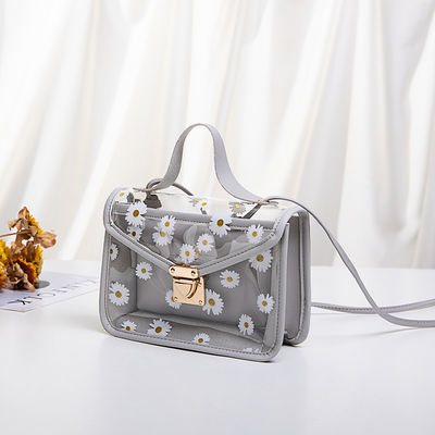 Bolso de mano para mujeres de Tote compuesto con patrón de avestruz y material de PVC transparente