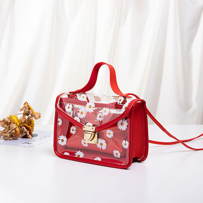 Bolso de mano para mujeres de Tote compuesto con patrón de avestruz y material de PVC transparente