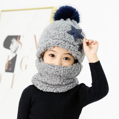 Escena aplicable Otoño e Invierno Niños lindos dibujos animados Sombrero de bufanda para salidas familiares