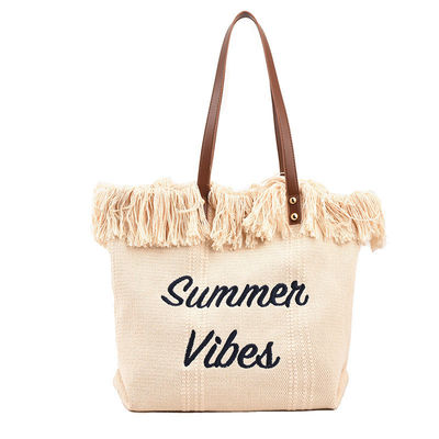 Bolso de lona de estilo de avestruz ideal para salidas de verano y compras.
