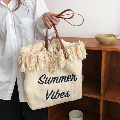 Bolso de lona de estilo de avestruz ideal para salidas de verano y compras.