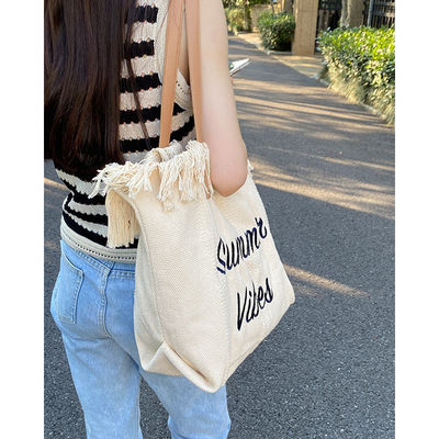 Bolso de lona de estilo de avestruz ideal para salidas de verano y compras.