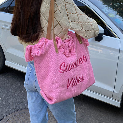 Bolso de lona de estilo de avestruz ideal para salidas de verano y compras.