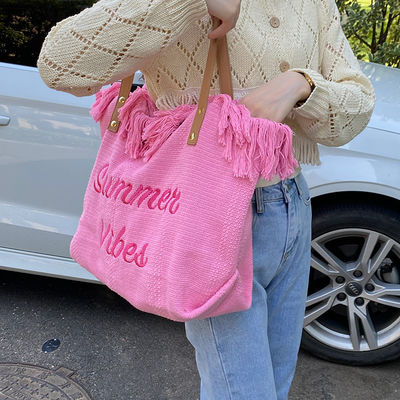 Bolso de lona de estilo de avestruz ideal para salidas de verano y compras.