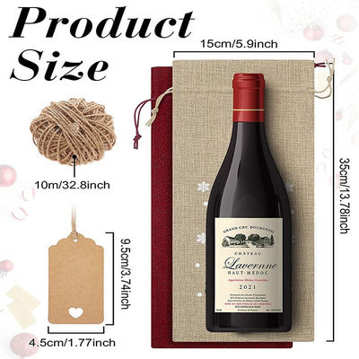 Bolsas de vino de Navidad de yute reutilizables para botellas de vino Tipo de patrón de letra personalizado
