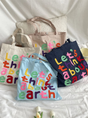 Logotipo personalizado aceptado patrón de avestruz bolsas de algodón para compras ecológicas