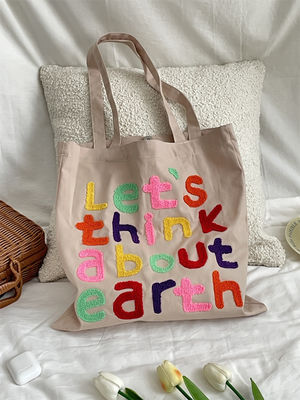 Logotipo personalizado aceptado patrón de avestruz bolsas de algodón para compras ecológicas