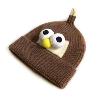 Unisex de invierno de dibujos animados de lana sombrero de gato hermano de tejido sombrero de ojo para niños y niñas tendencia