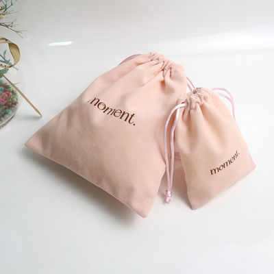 Bolsa de polvo de terciopelo rosa de 30-50 cm para el embalaje cosmético de regalo de cuerda de dibujo personalizado