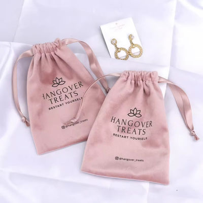 Bolsa de polvo de terciopelo rosa de 30-50 cm para el embalaje cosmético de regalo de cuerda de dibujo personalizado
