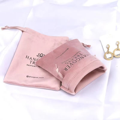 Bolsa de polvo de terciopelo rosa de 30-50 cm para el embalaje cosmético de regalo de cuerda de dibujo personalizado