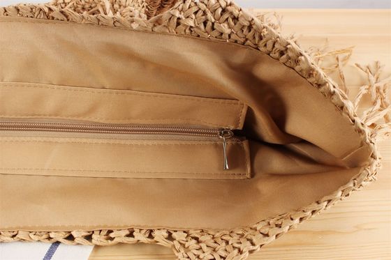 2024 Mujeres de gran capacidad Bolso de mano de paja de papel de playa con toalla