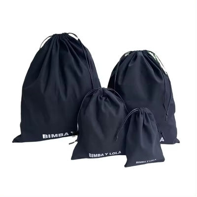 Bolsas de algodón de lienzo calico negro mediano con logotipo personalizado