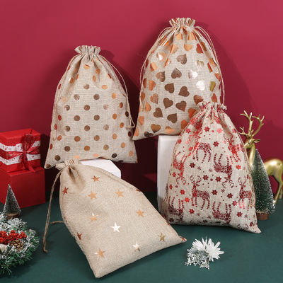 Sacos de Navidad ecológicos de Papá Noel Bolsa de cuerdas para mini regalos y envases de dulces