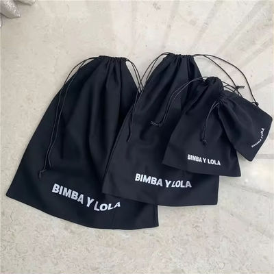 Bolsas de algodón de lienzo calico negro mediano con logotipo personalizado