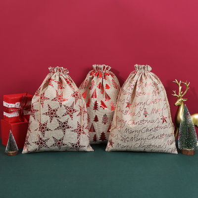 Sacos de Navidad ecológicos de Papá Noel Bolsa de cuerdas para mini regalos y envases de dulces