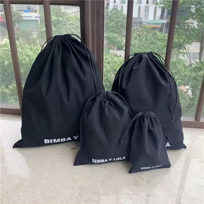 Bolsas de algodón de lienzo calico negro mediano con logotipo personalizado