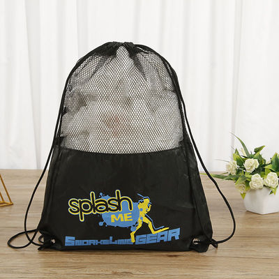 Bolsa de regalo de malla de poliéster de fibra de dibujo Polyester de nylon reciclado para bolsas deportivas reutilizables