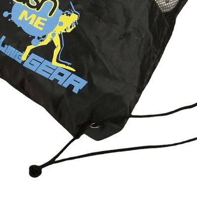 Bolsa de regalo de malla de poliéster de fibra de dibujo Polyester de nylon reciclado para bolsas deportivas reutilizables