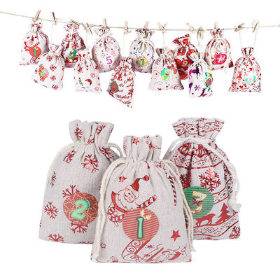 Bolsas de regalo de Navidad Bolsas de yute de color personalizado para regalos y favores de fiesta