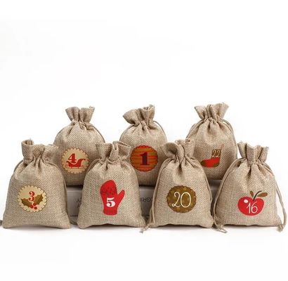 Bolsas de regalo de Navidad Bolsas de yute de color personalizado para regalos y favores de fiesta