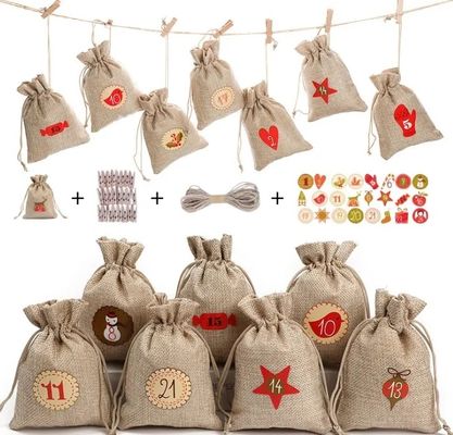 Bolsas de regalo de Navidad Bolsas de yute de color personalizado para regalos y favores de fiesta