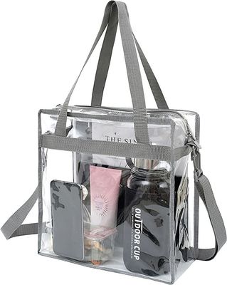 Compañero de compras para mujeres Bolso de PVC transparente con cierre de cremallera y correa ajustable