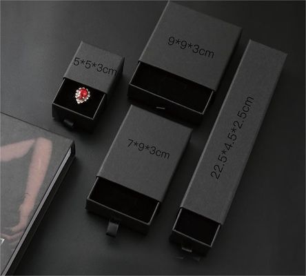 Joyería Conjillo Collar Logotipo Negro Impresión Organizador Cajón en papel Kraft para bolsa