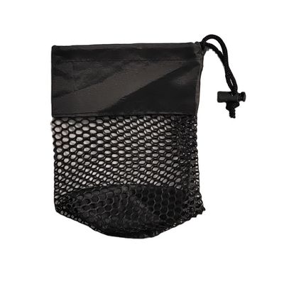 Logotipo personalizado Red de malla de nylon pequeña de almacenamiento Bolso de bolso de cuerda de tira para llevar gafas de sol