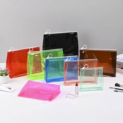 Bajo MOQ PVC Logotipo personalizado Bolso de viaje transparente de cierre con cremallera Bolso cosmético con logotipo personalizado