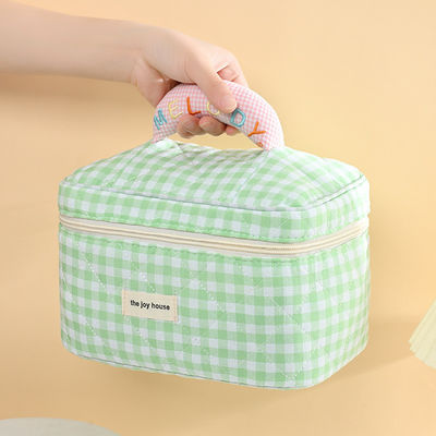 Bolsa de maquillaje de algodón de color Macaron para viajes y almacenamiento portátiles