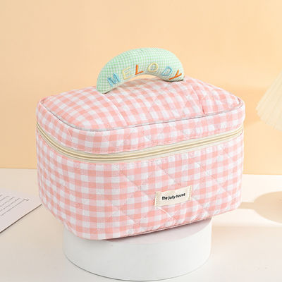 Bolsa de maquillaje de algodón de color Macaron para viajes y almacenamiento portátiles
