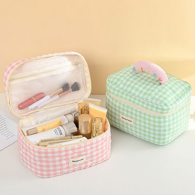 Bolsa de maquillaje de algodón de color Macaron para viajes y almacenamiento portátiles