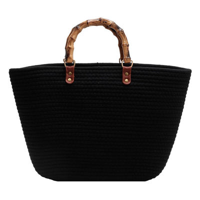 Mujeres con estilo bolso de paja de playa tejido bolso de mano casual hecho a mano bolsos de hombro huecos de ratán