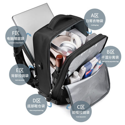 Bolsa de viaje de poliéster de nylon personalizada de seguridad antiaérea Bolsa portátil de viaje de negocios con puerto de carga USB